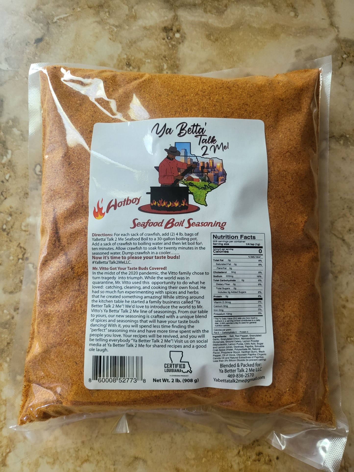 Ya Betta Talk 2 Me 2lb Seafood Boil Seasoning - Hot Boy